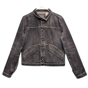 Vintage Marithe Francois Girbaud Womens XL Denim Jacket Faded Black 90s Y2K